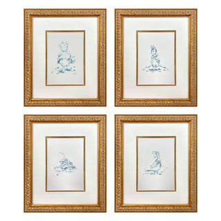 Petite Moi – set of four framed prints in your choice of Brown, Blue, or Green