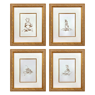 Petite Moi – set of four framed prints in your choice of Brown, Blue, or Green