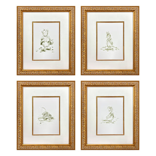 Petite Moi – set of four framed prints in your choice of Brown, Blue, or Green